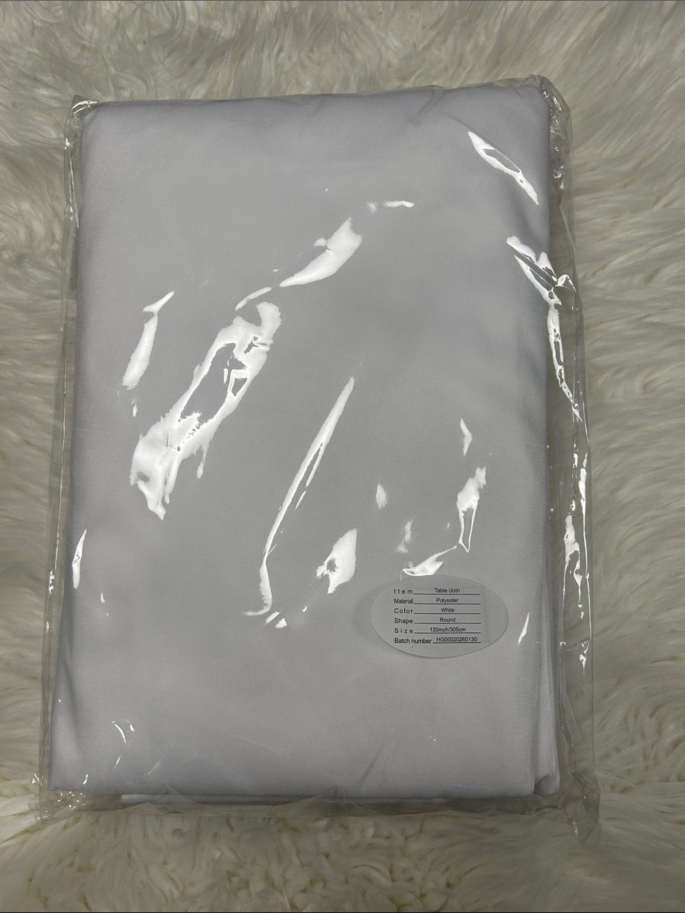 NWT White Table Cloth Round Size 120inch/305cm